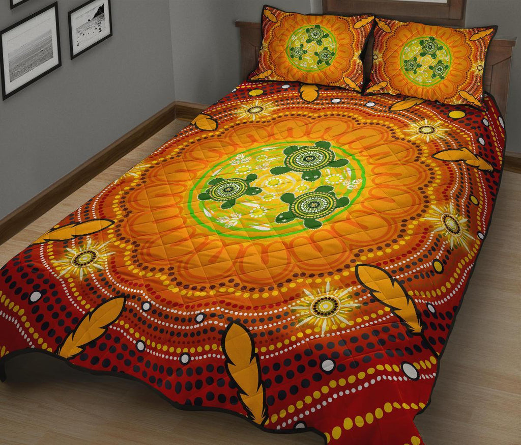 aboriginal-quilt-bed-set-turtle-circle-dot-painting-art
