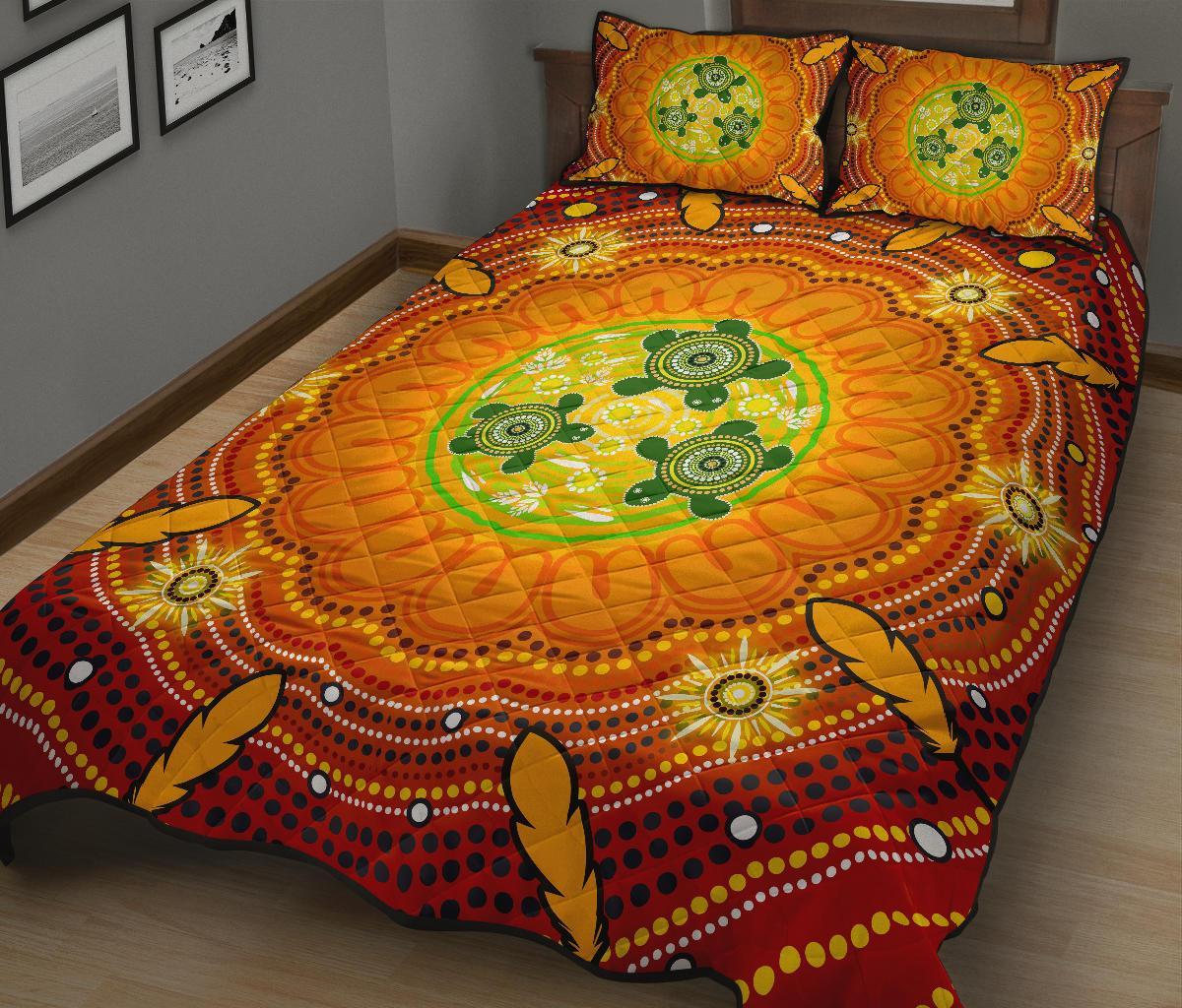aboriginal-quilt-bed-set-turtle-circle-dot-painting-art