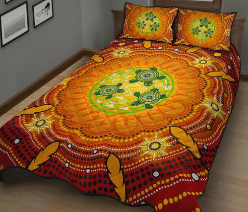 aboriginal-quilt-bed-set-turtle-circle-dot-painting-art