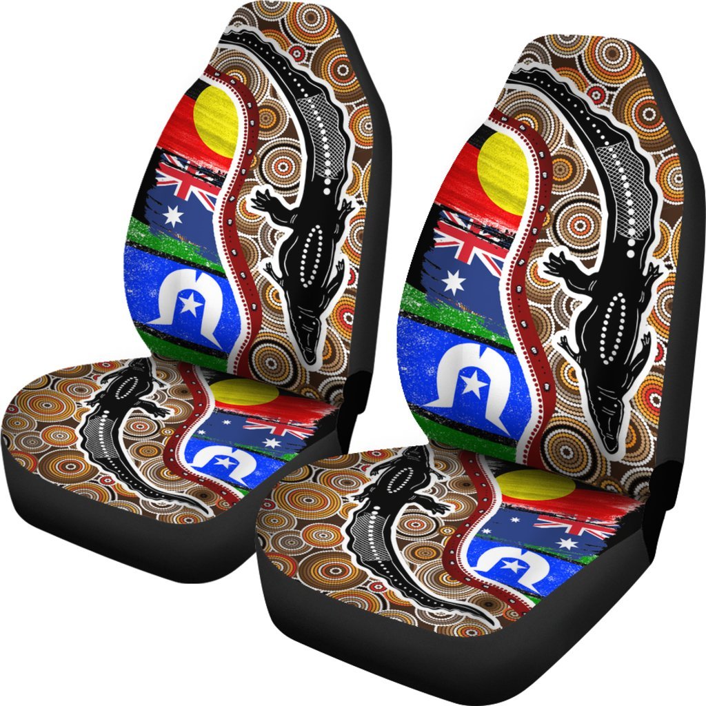 car-seat-covers-australian-aboriginal-crocodile-with-naidoc-flags
