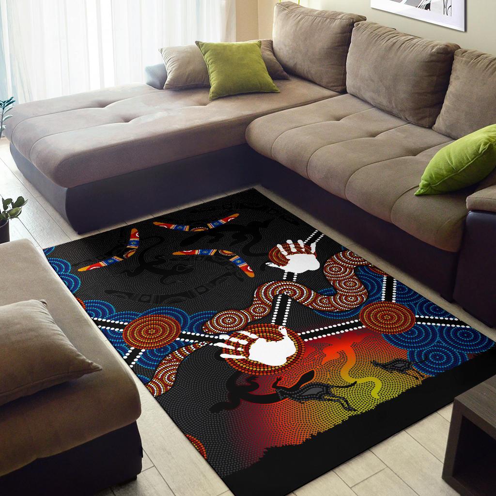aboriginal-area-rug-australian-boomerang-and-snake-indigenous-art