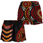 Aboriginal Women's Shorts - Aboriginal Boomerangs With Dot Painting Pattern - Vibe Hoodie