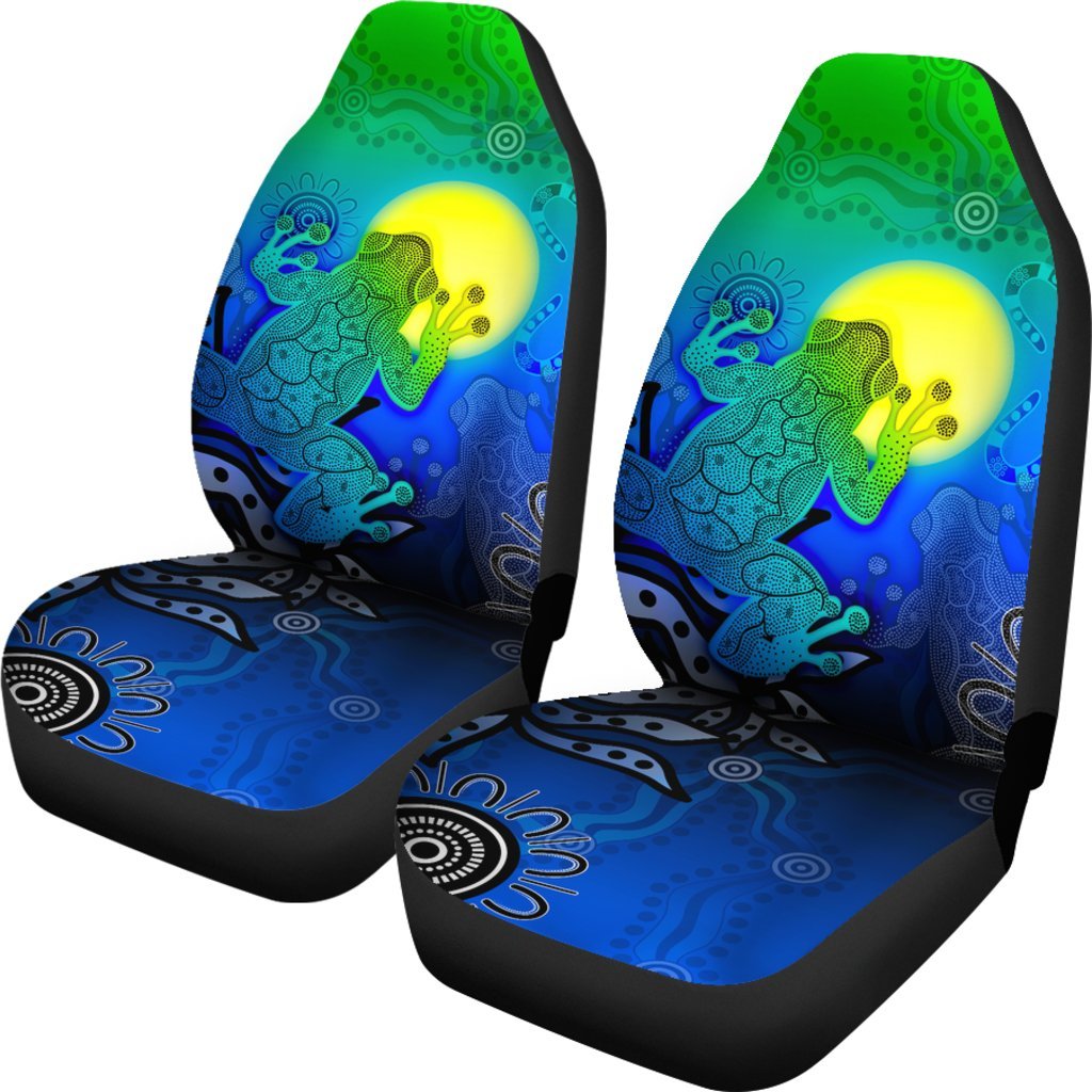 aboriginal-car-seat-covers-indigenous-frog-blue