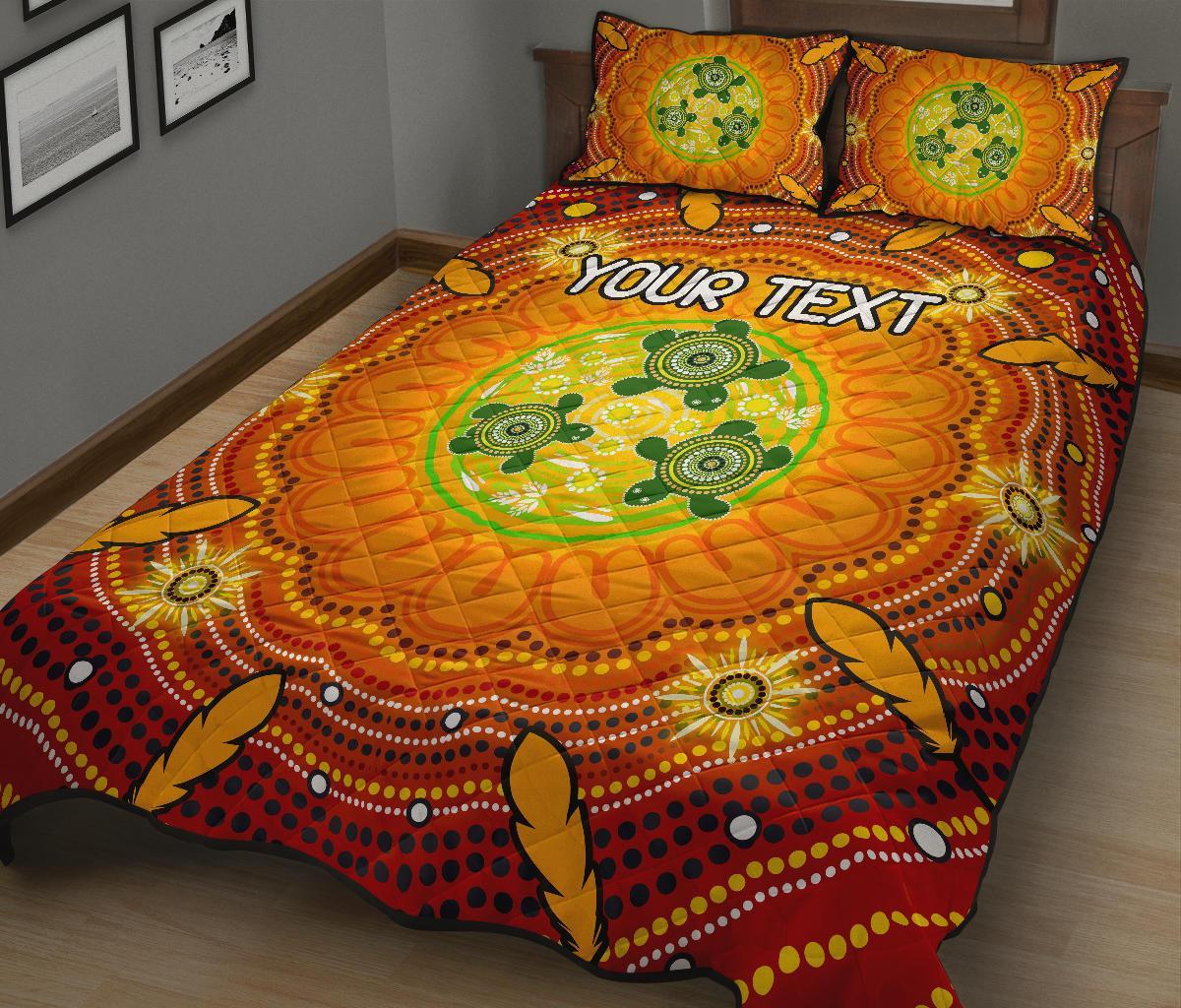 custom-text-aboriginal-quilt-bed-set-turtle-circle-dot-painting-art