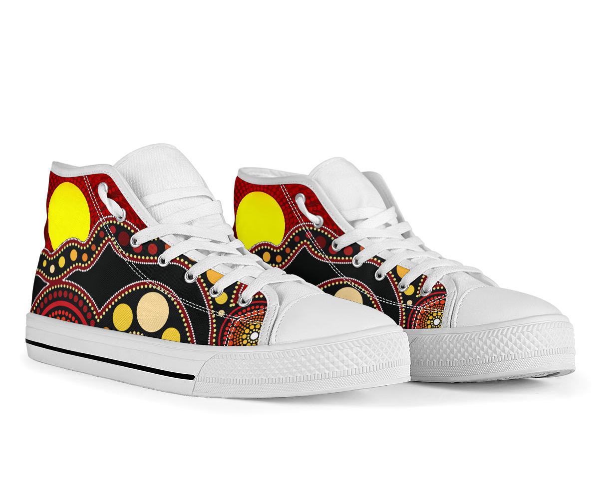 high-top-shoes-australia-aboriginal-lives-matter-flag-circle-dot-painting-art-shoes
