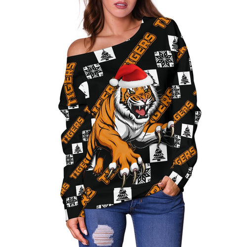 Wests Christmas Women's Off Shoulder Sweater Tigers Fancy - Vibe Hoodie