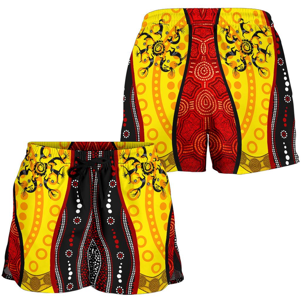 Aboriginal Women's Short - Dreamtime Koori Dance & Dot Acrylic Paint - Vibe Hoodie