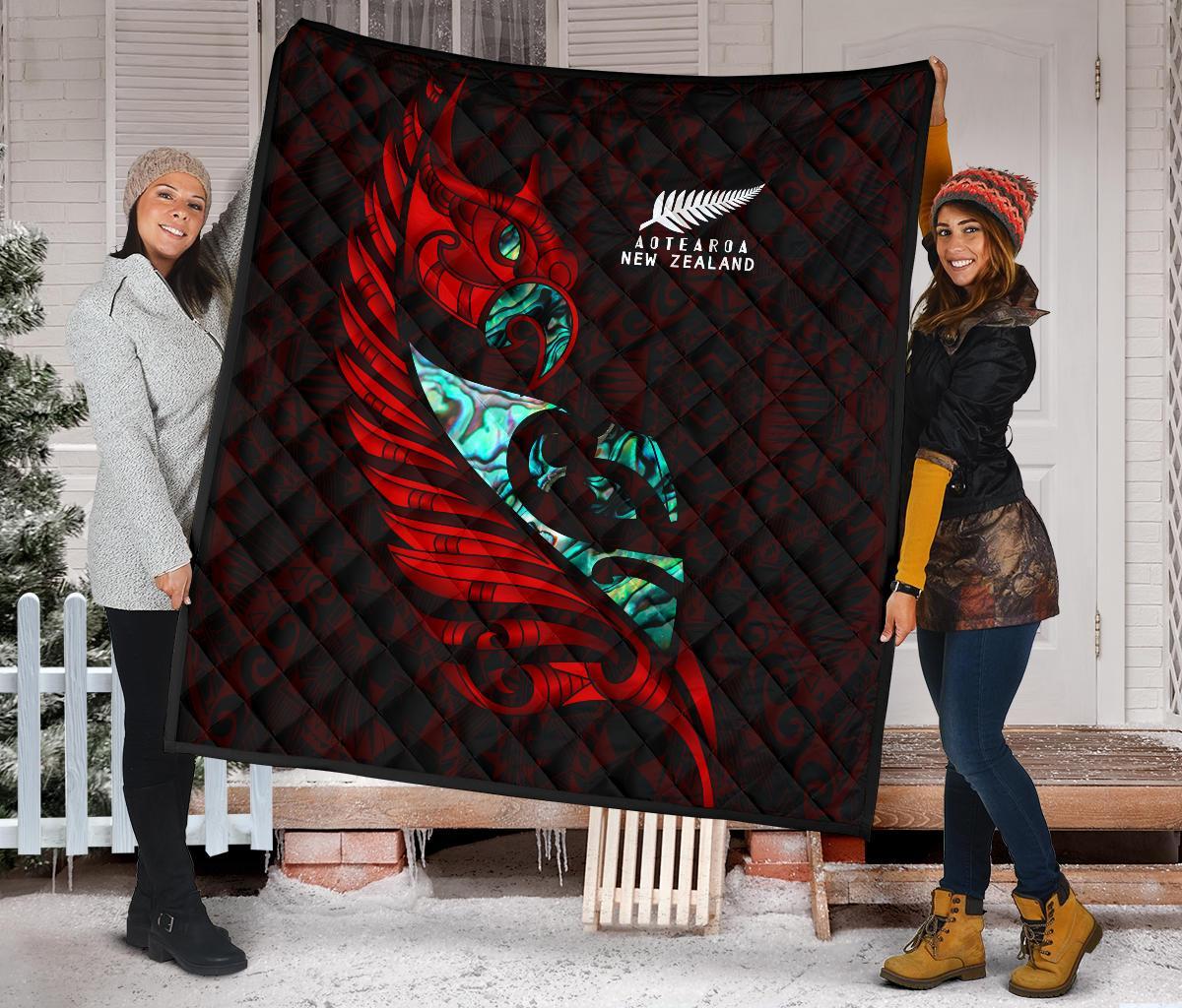 new-zealand-premium-quilt-manaia-paua-fern-wing-red