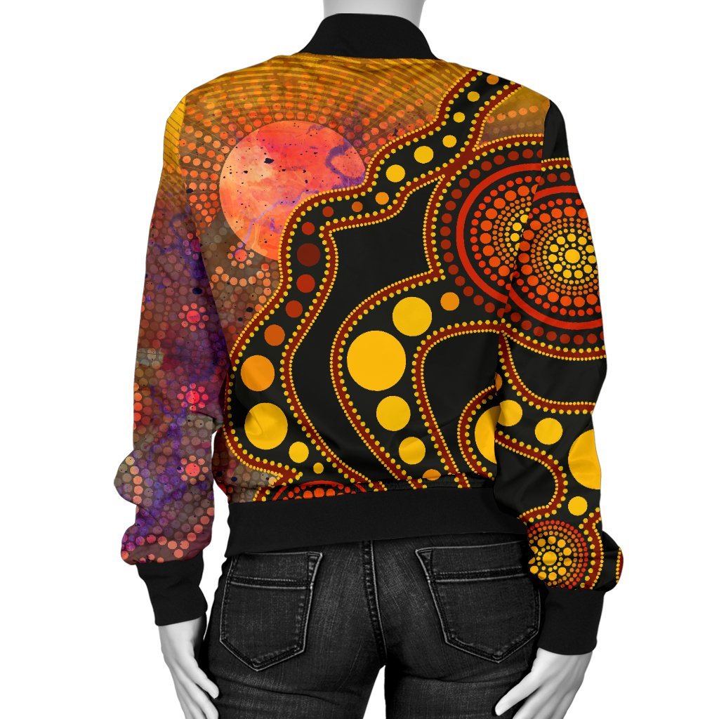 aboriginal-womens-bomber-jacket-australia-indigenous-flag-circle-dot-painting-art-golden