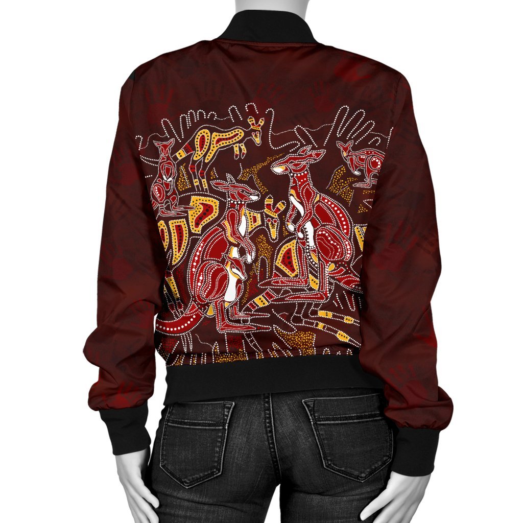 aboriginal-womens-bomber-jacket-kangaroo-family-with-hand-art