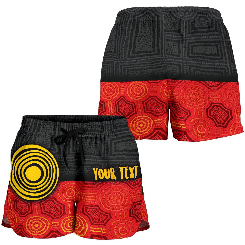 Personalised Aboriginal Women's Shorts - Aussie Indigenous Flag - Vibe Hoodie