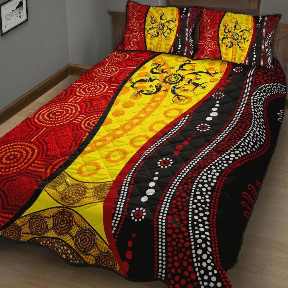 aboriginal-quilt-bed-sets-dreamtime-koori-dance-dot-acrylic-paint