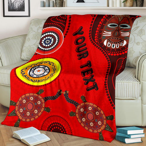 custom-text-premium-blanket-aboriginal-dot-pattern-turtle
