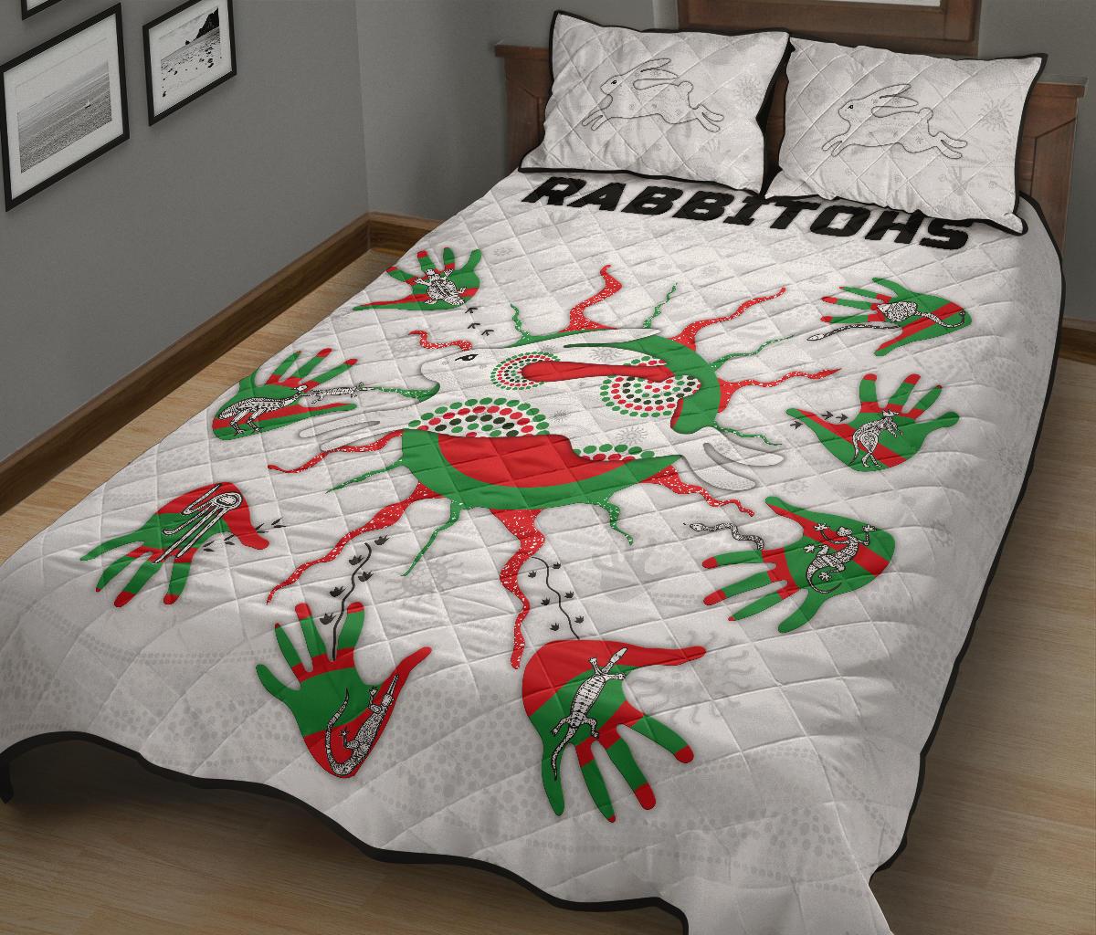rabbitohs-indigenous-quilt-bed-set-animals-aboriginal