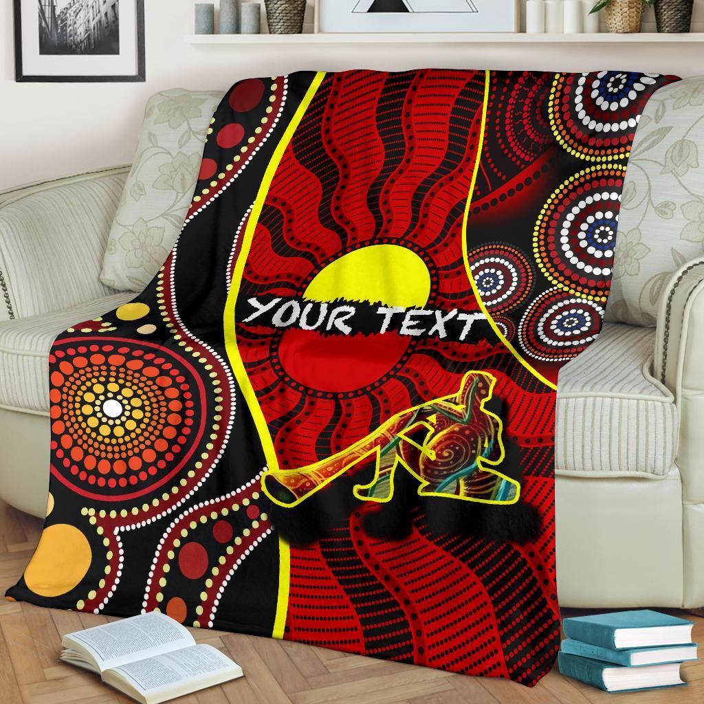 custom-premium-blanket-australia-aboriginal-dots-with-didgeridoo