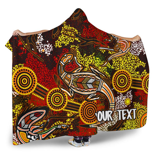 custom-aboriginal-hooded-blanket-kangaroo-and-lizard-dot-painting-art