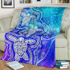 aboriginal-premium-blanket-sea-turtle-with-indigenous-patterns-blue