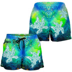 [Custom Text] Aboriginal Women's Shorts - Indigenous Turtle Ocean Dot Painting Art - Vibe Hoodie