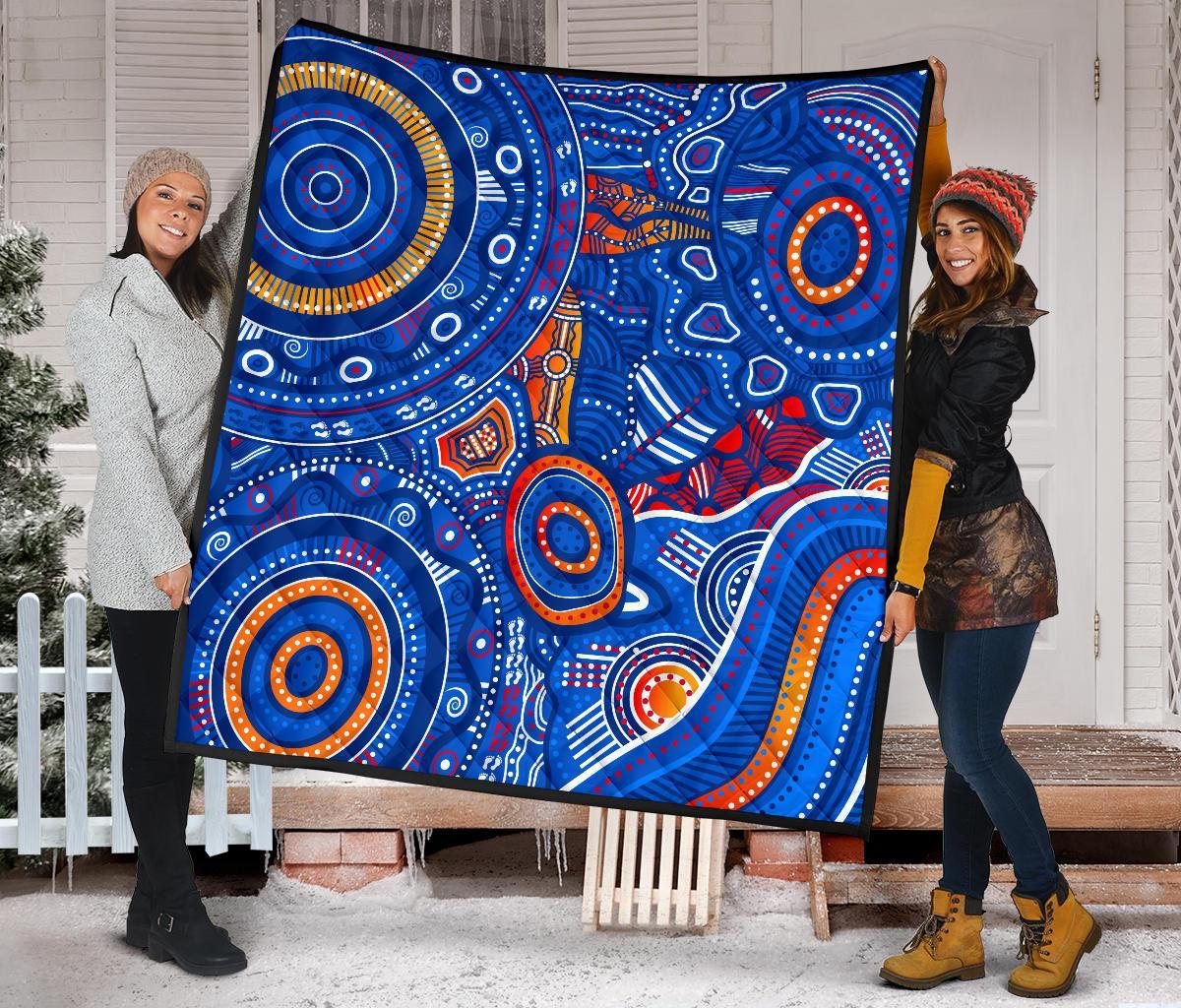 aboriginal-premium-quilt-indigenous-footprint-patterns-blue-color