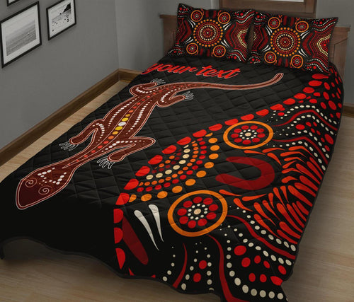 aboriginal-personalised-quilt-bed-set-aboriginal-lizard-with-dot-painting-pattern
