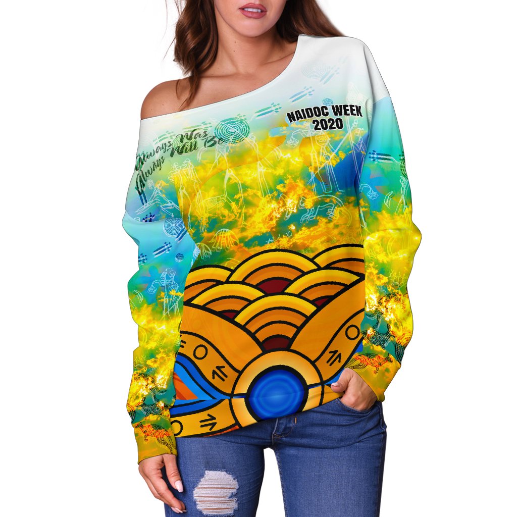 Aboriginal Women's Off Shoulder Sweater, Australia Kangaroo Naidoc Week 2021 - Vibe Hoodie
