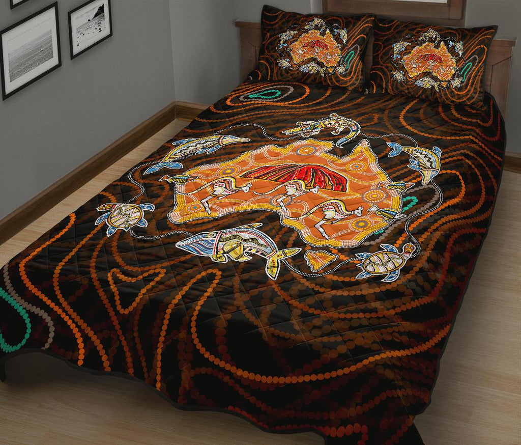 aboriginal-quilt-cover-sets-uluru-australia-map-patterns-kangaroo-turtle