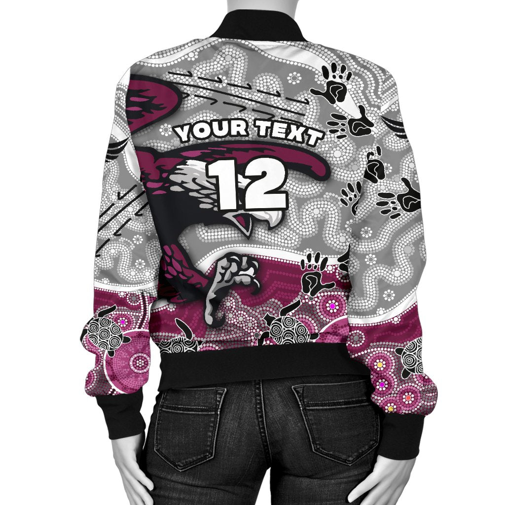 custom-personalised-sea-eagles-womens-bomber-jacket-aboriginal-style