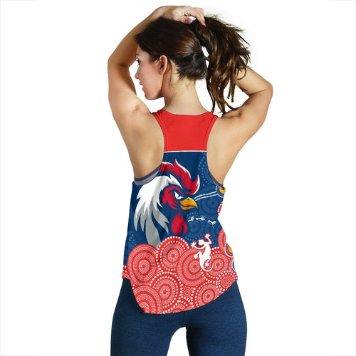 RooSTERS Women Racerback Tank - Red Aboriginal Rugby LT13 - Vibe Hoodie