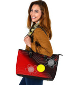 aboriginal-leather-tote-bag-indigenous-circle-dot-painting-style