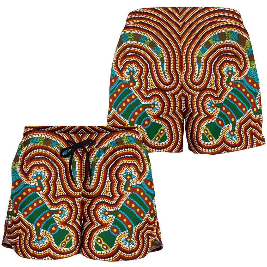 Aboriginal Women's Shorts, Lizard Dot Painting Patterns - Vibe Hoodie
