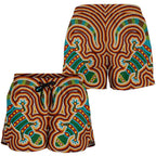 Aboriginal Women's Shorts, Lizard Dot Painting Patterns - Vibe Hoodie