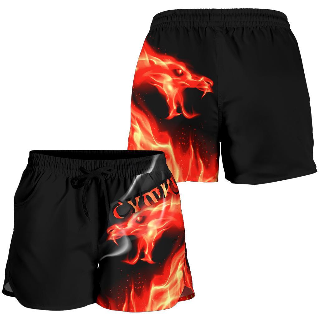 Wales Shorts (Women) - Cymru Flame - Vibe Hoodie