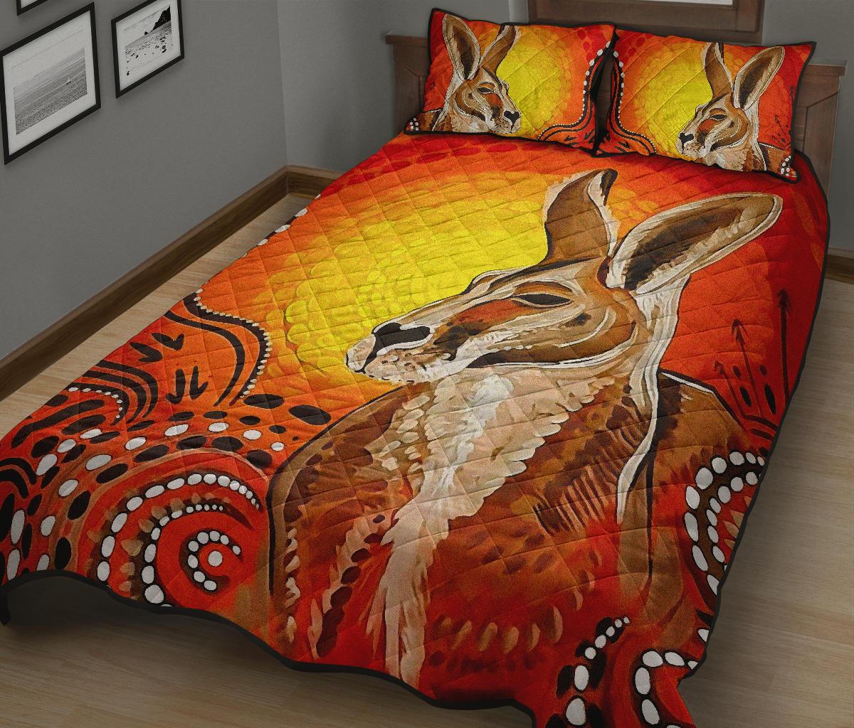 aboriginal-quilt-cover-set-kangaroo-patterns-sun-dot-painting