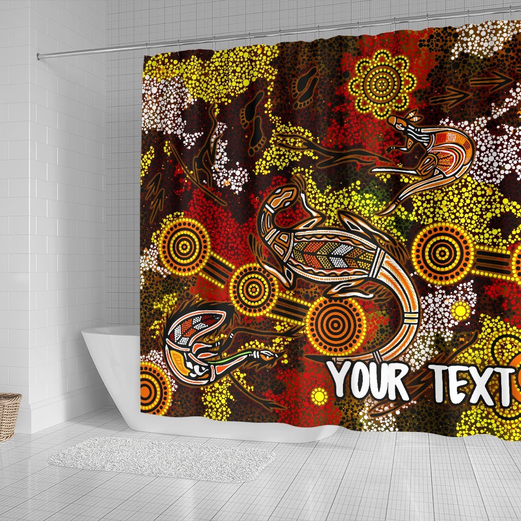 custom-aboriginal-shower-curtain-kangaroo-and-lizard-dot-painting-art