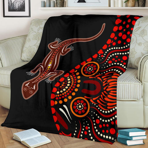 aboriginal-premium-blanket-aboriginal-lizard-with-dot-painting-pattern