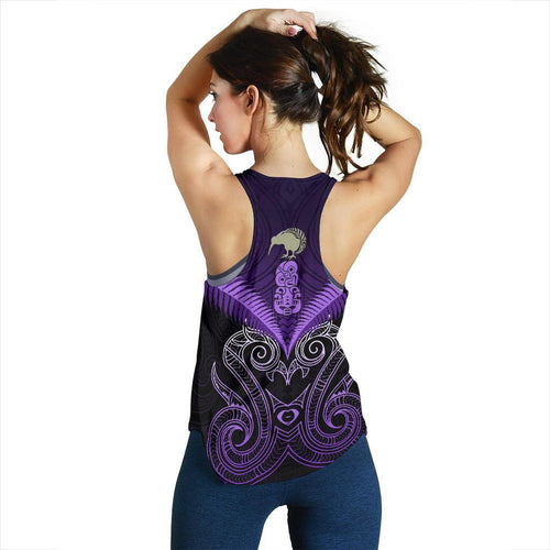 Maori Manaia New Zealand Women Racerback Tank Purple - Vibe Hoodie