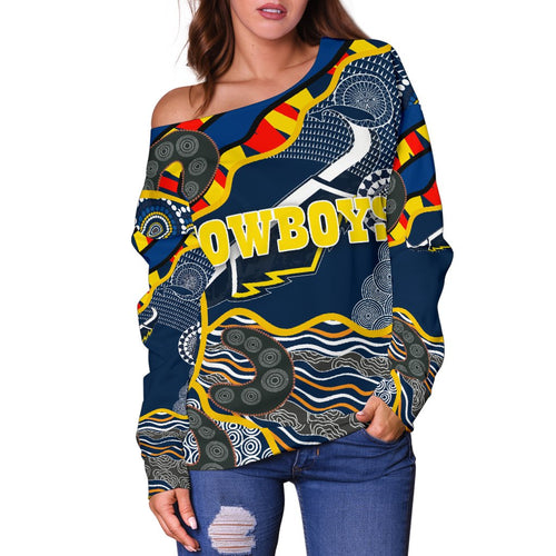 Cowboys Women Off Shoulder Sweater Unique Indigenous - Vibe Hoodie