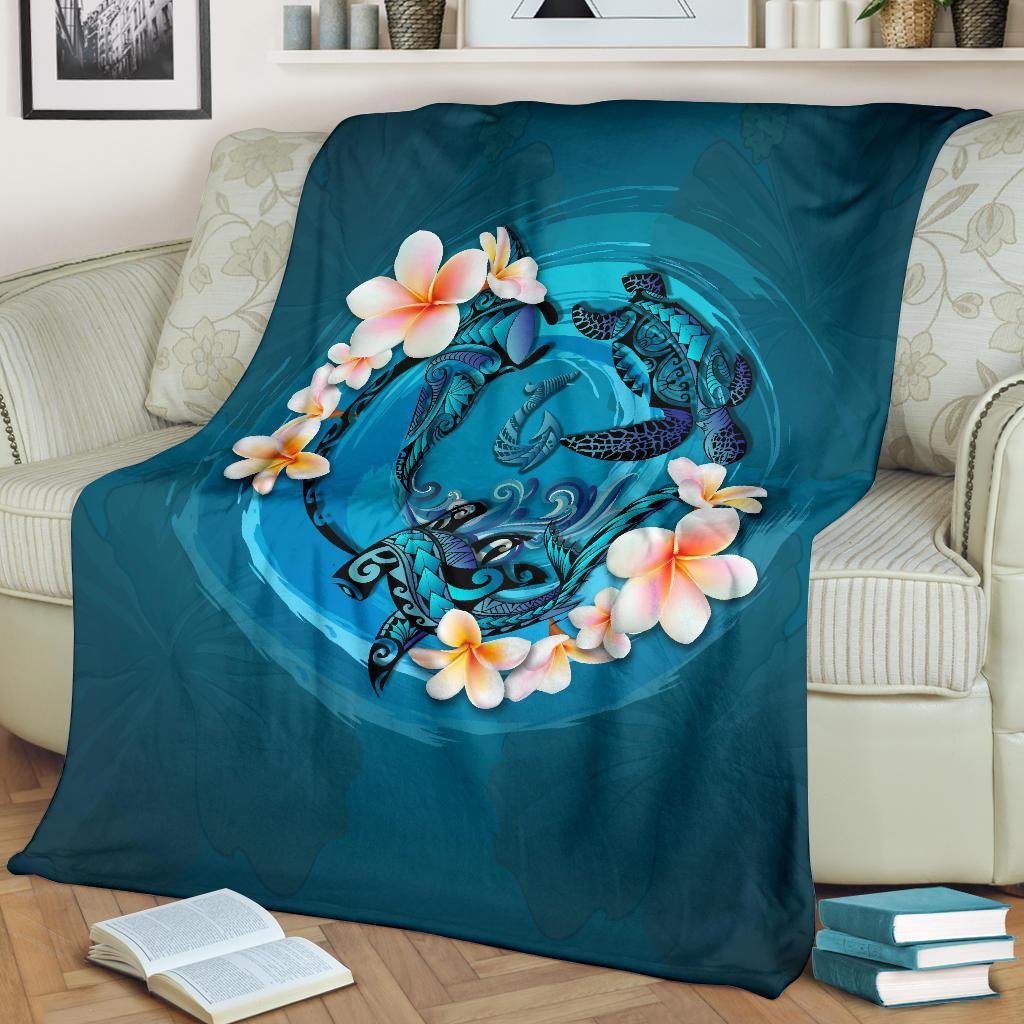 new-zealand-premium-blanket-blue-plumeria-animal-turtle-tattoo