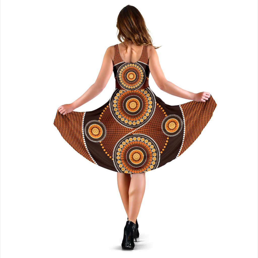 Midi Dress - Aboriginal Dot Painting Dress Ver10 - Vibe Hoodie