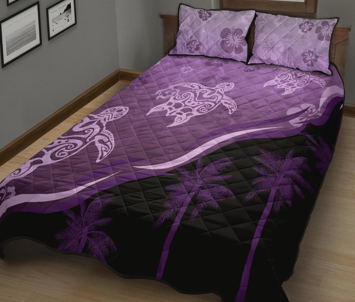 purple-turtle-hibiscus-quilt-bed-set