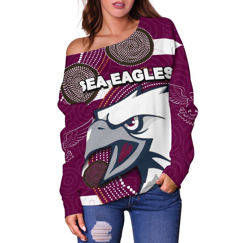 Sea Eagles Women's Off Shoulder Sweater Aboriginal - Vibe Hoodie