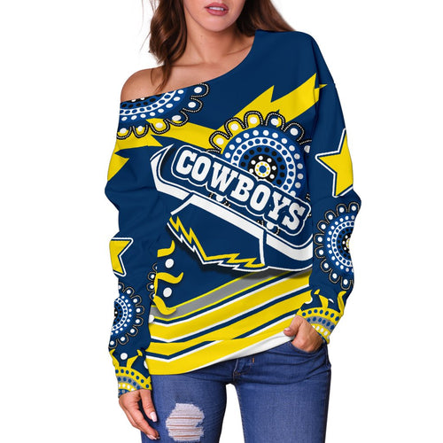 Proud Cowboys Off Shoulder Sweater Indigenous North Queensland - Vibe Hoodie