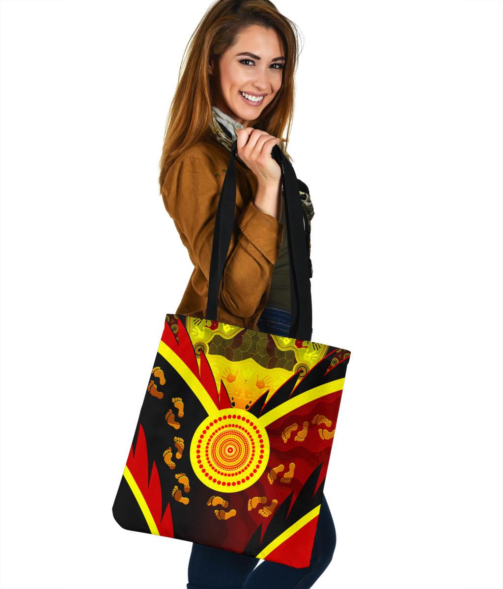 aboriginal-tote-bag-indigenous-flag-with-footprint-hand-art