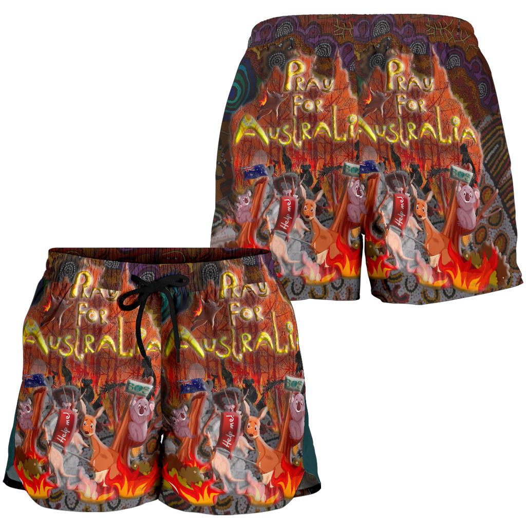 "Pray For Australia" Women's Shorts - Aboriginal Pattern - Love Australia - Vibe Hoodie