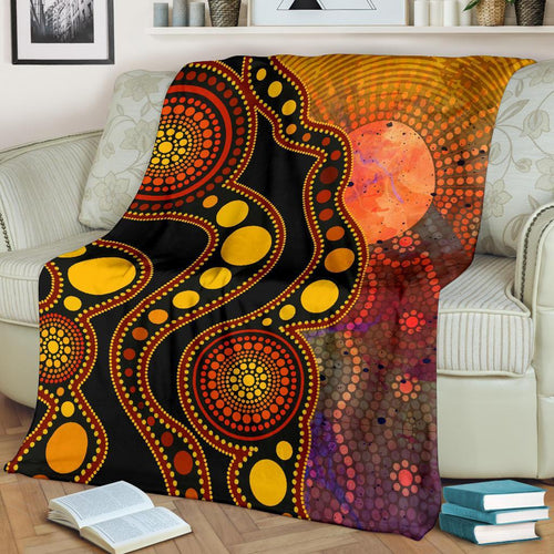 aboriginal-premium-blanket-australia-indigenous-flag-circle-dot-painting-art-golden