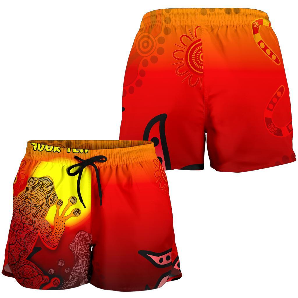 [Custom]Aboriginal Women's Shorts - Indigenous Frog (Red) - Vibe Hoodie
