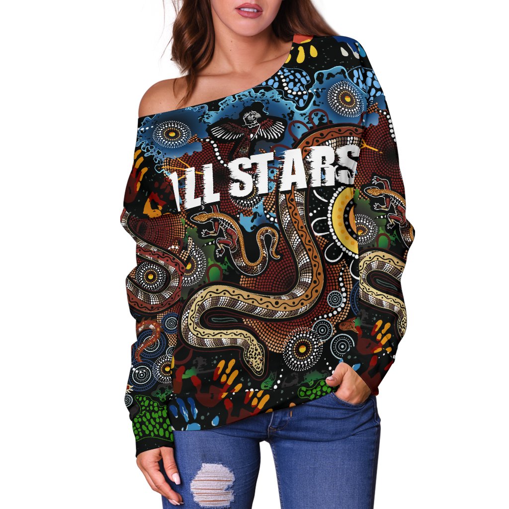 Australia Indigenous Women's Off Shoulder Sweater All Stars - Vibe Hoodie