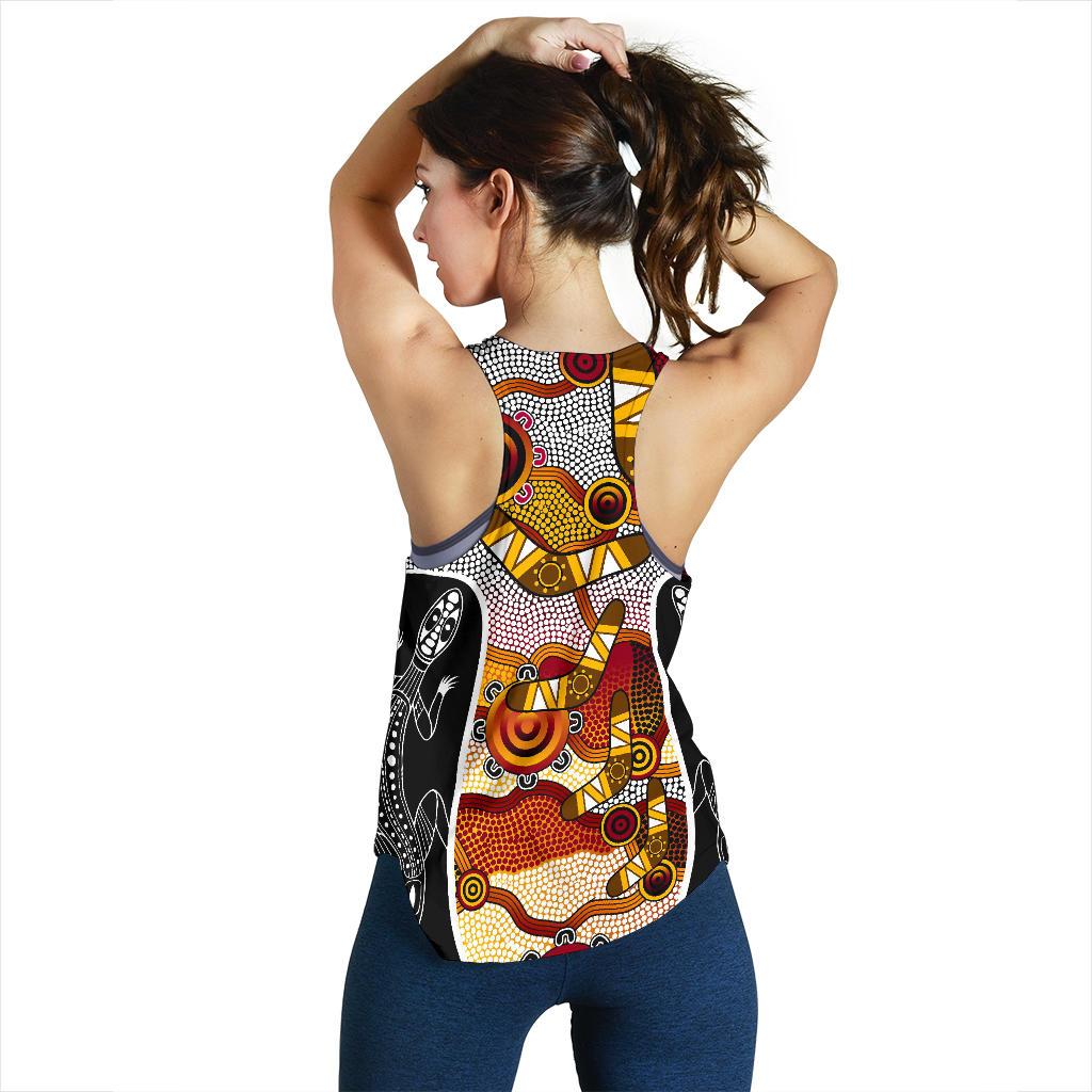 Racerback Tank - Aboriginal Dot Painting Lizard Tank - Women - Vibe Hoodie