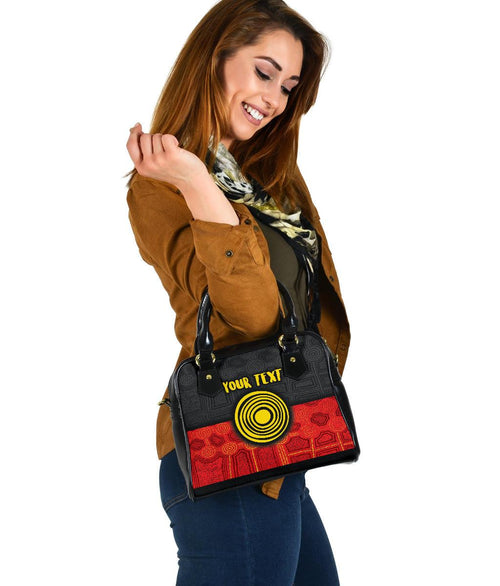 Personalised Aboriginal Shoulder Handbag - Aussie Indigenous Flag - Vibe Hoodie