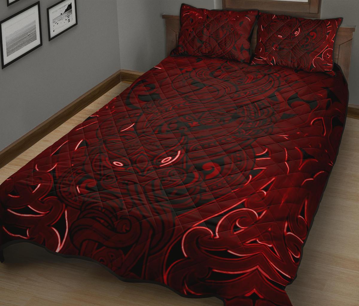 new-zealand-quilt-bed-set-maori-gods-quilt-and-pillow-cover-tumatauenga-god-of-war-red